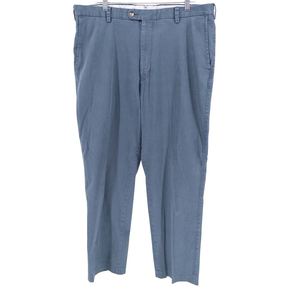 Peter Millar Mens 38x30 Soft Touch Flat Front Trousers Pants Blue Pima Cotton